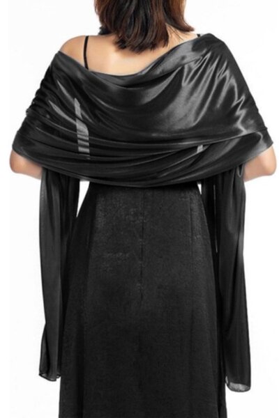 STARSTAR Women's satin shawl apricot pink 65x220cm elegant evening/party.