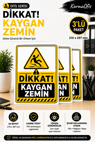 KarmaOfis A4 Upozorenje Klizak Pod Znak Upozorenja PVC Laminirani Znak Upozor...
