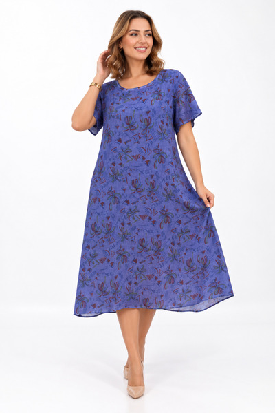 Butik Ayseba Plus Size Lined Cotton Printed A-Line Dress
