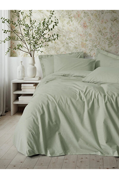 Cotton Box Plain Sage Single Ranforce Duvet Cover Set