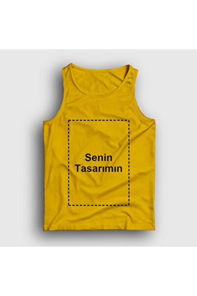 Presmono Unisex Sarı Kendin Tasarla Kişiye Özel Atlet 621137tt