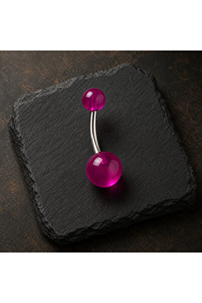 Sinsemilla Jewelry Menekşe Moru Akrilik Toplu Gümüş Renk Göbek Piercing