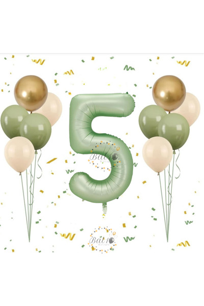 BAL10 DÜNYASI Bal10 Water Green Number Balloon Set Age-5