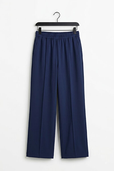 Elisho Modal Fabric Ribbed Detailed Women's Trousers with Elastic Waist
