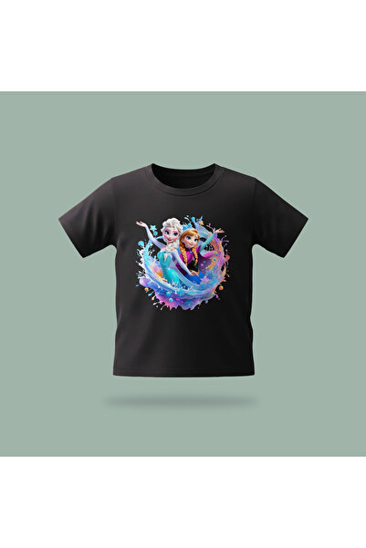 Erays Home Kids Elsa Frozen Magic Ice Wave Pattern Printed T-Shirt 100% Cotto...