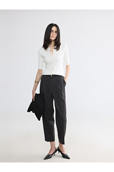 LC Waikiki Pantaloni de damă tip țigară, plisați, croiți, cu curea