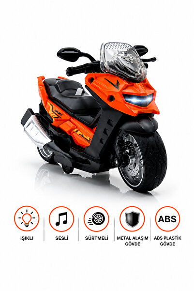 craftivio Işıklı Ve Sesli Sürtmeli Metal Oyuncak Motor 14 cm Diecast Maket Mo...