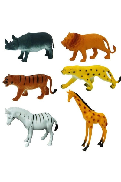 SORA GROUP Wild Animals 6-Piece Animal Play Set with Bag