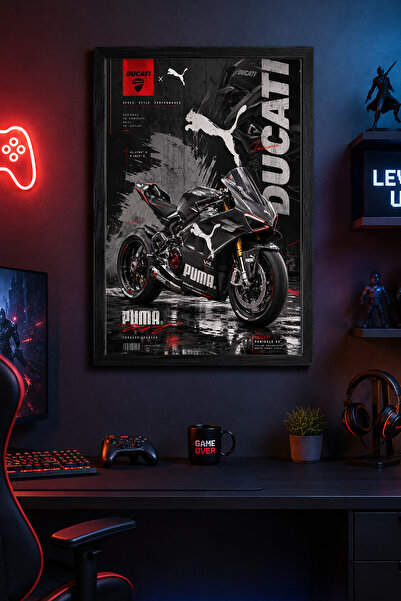 Charmbi Ducati Puma Tablou modern de perete cu ramă neagră Poster cu acoperir...