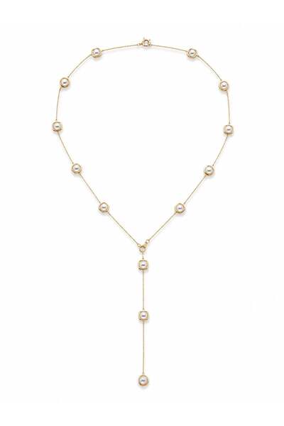 Venus Design Steel Pearl Y Necklace