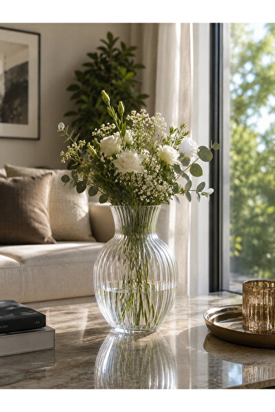 Lavider Liva Glass Vase – Decorative Flower Vase 18 cm