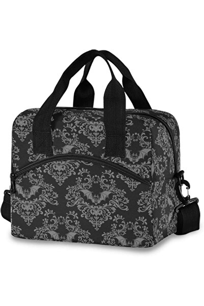 GENERAL Skull Cat Moon Gothic Insulated Lunch Bags Reusable Lunch Tote Bag Co...