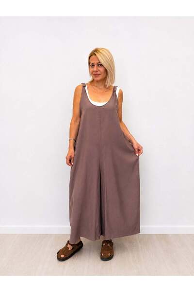 SİSTA MODA 680 U-Neck, Thick Straps, Wide Legs, Bohemian Jumpsuit