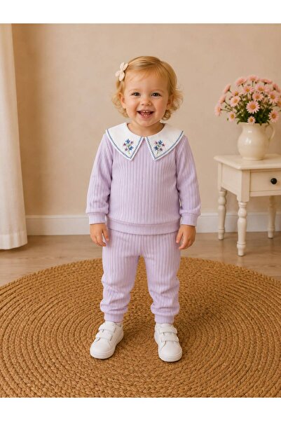babymilk Girl's Collared Embroidered Cotton Set