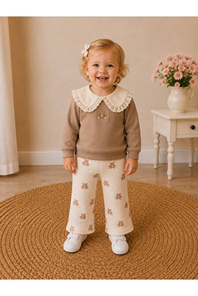 babymilk Girl's Collared Embroidered Cotton Set