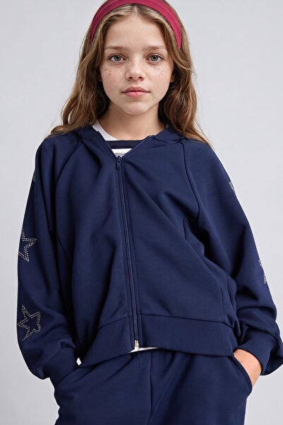 DeFacto Hooded Zippered Star Detailed Sweatshirt Cardigan for Girls I2953A826Au