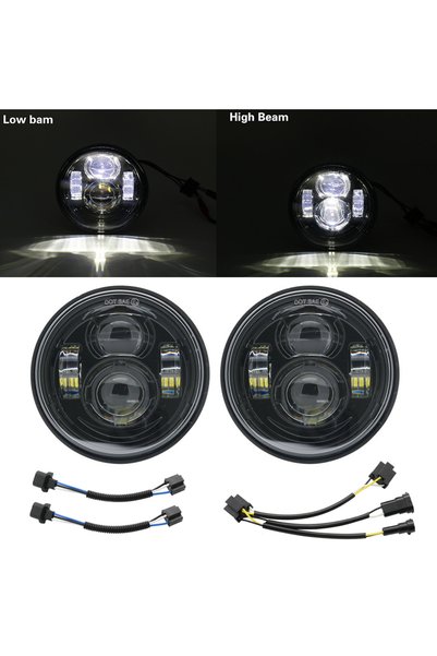 Choice3 مصباح أمامي LED H4 أسود بدون إضاءة نهارية مقاس 4.65 بوصة لدراجة Harle...