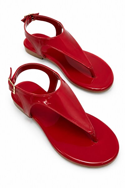 BonuStep Isabel Women's Patent Leather Flip-Flop Sandals with Ankle Buckle an...