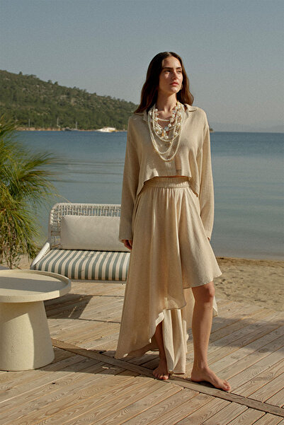 İKİKIZ Tencel Linen Asymmetrical Skirt