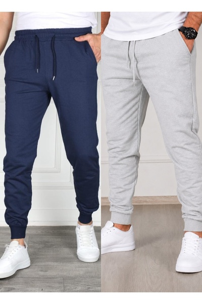 TORUK MAKTO Set of 2 Unisex Ribbed Leg Sweatpants Jogger Comfortable Fit Dail...