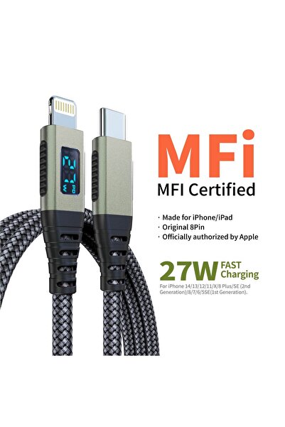 choice2 Type-C to Lightning 2m green MFI Certified 27W USB-C to Lightning Cab...