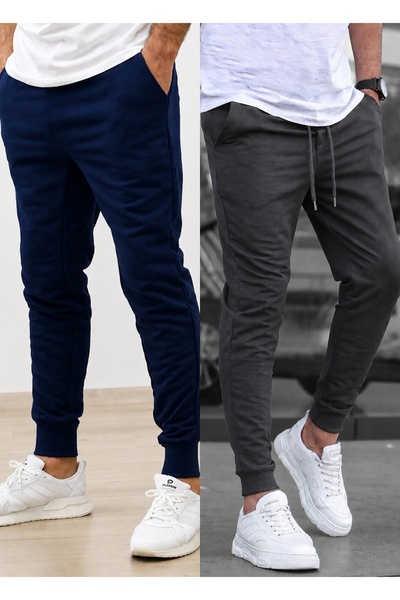 TORUK MAKTO Set of 2 Unisex Ribbed Leg Sweatpants Jogger Comfortable Fit Dail...