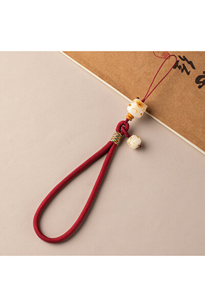 Choice Wine red Cute Bodhi Fortune Cat Phone Strap Wrist Pendant Ornament Exq...