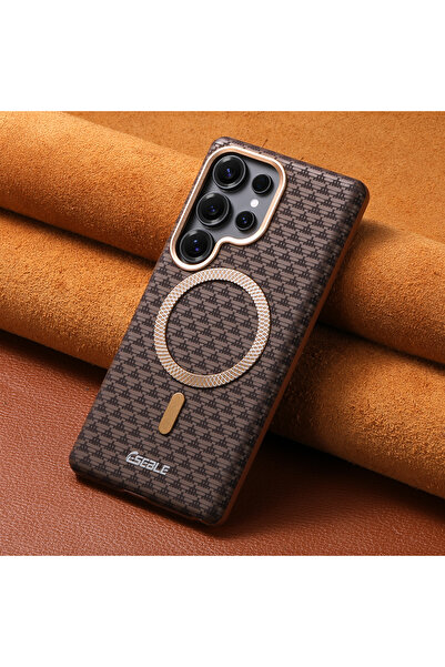 Choice24 Galaxy S24 Ultra Brown For Magsafe Magnetic Luxury Solid Color Trian...