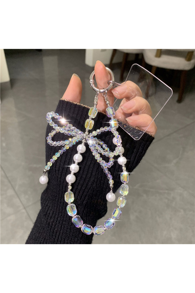 Choice3 Silicon TG-1525 Luxury Rhinestone Bow Bead Mobile Phone Chain Lanyard...