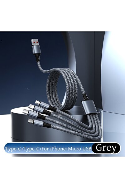 Choice4 USB-A to Multi 2m 2TypecLightningMicro 4-in-1 Multifunctional Chargin...