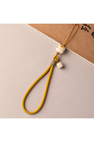 Choice1 Yellow Cute Bodhi Fortune Cat Phone Strap Wrist Pendant Ornament Exqu...