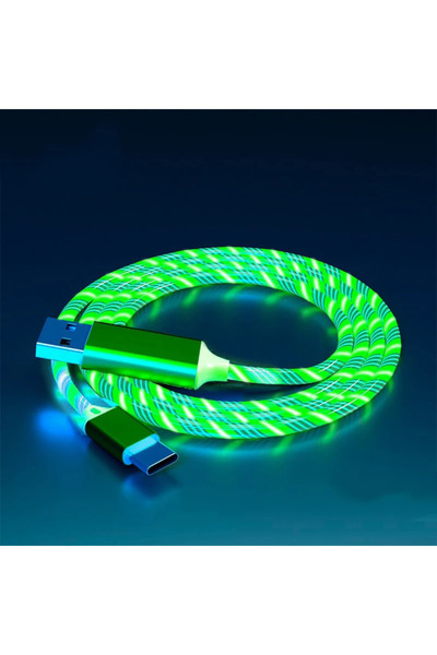 Choice3 1m Green NNBULI Fast Charging Data Cord Flow Luminous USB Type C Cabl...
