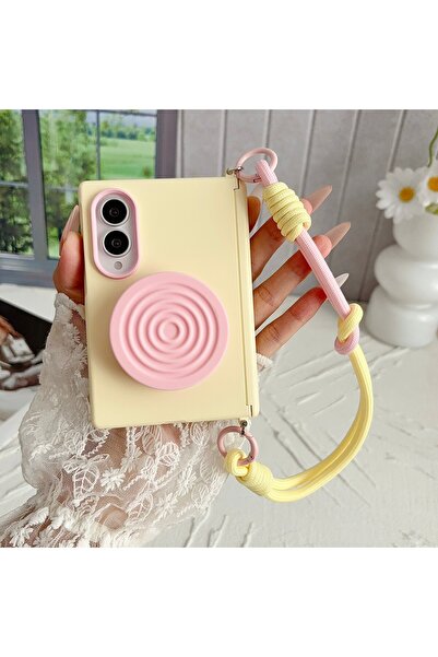 Choice4 Galaxy Z Fold 8 Yellow Luxury Skin Feel Color Blocking Magnetic Brack...
