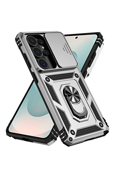 Choice48 Galaxy S26 Ultra Silver Slide Camera Lens Case For S26 S25 S24 S23 S...