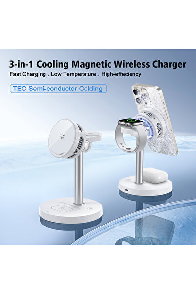 Choice black 3-in-1 Magnetic Wireless Charger Stand with TEC Semiconductor Co...