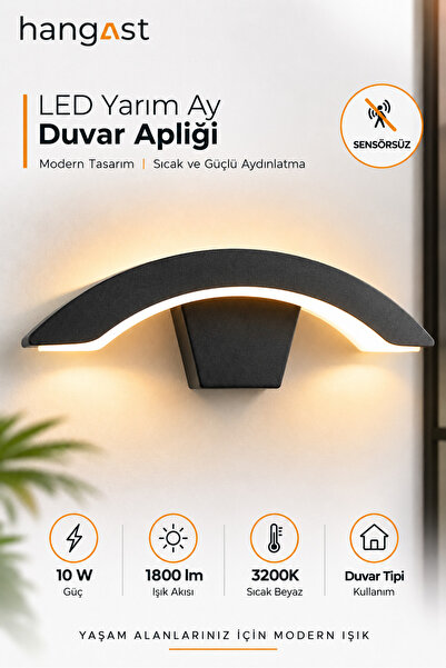 HANGAST Led Half Moon Wall Sconce 10W 1800 Lm 3200K Warm White Sensorless Mod...