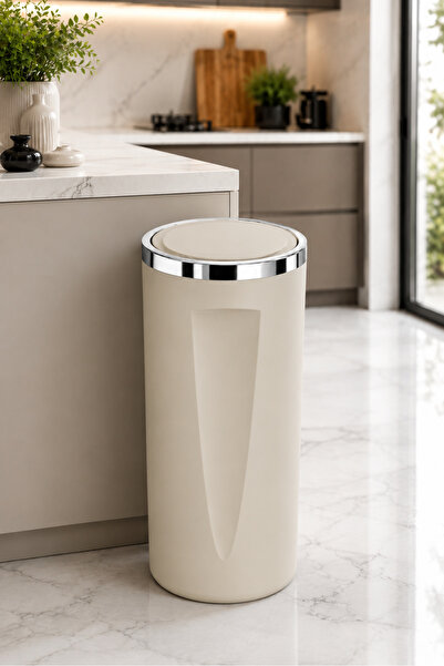 Nandy Home Lenox Döner Kapaklı 35 LT Krom Çerçeveli Plastik Çöp Kovası