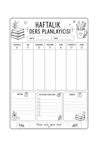 Pembe Yayınevi Ders Planlayıcısı - Ödev Defteri- Ders Ajandası - Ders Takip Çizelgesi