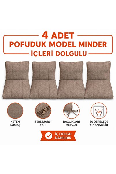 HouseART 4 Adet Kullanıma Hazır , Dolgulu Minder , bahçe , Balkon ,Mobilya mi...