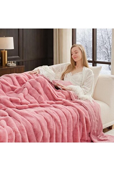 Cozy Bliss Faux Fur Throw Blanket for Couch, Cozy Soft Plush Thick Winter Bla...