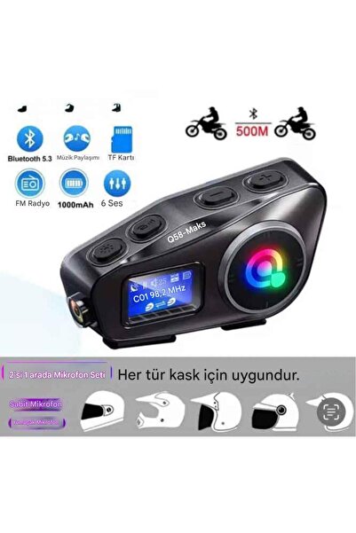 Dynego Q58 Max Kablosuz İnterkom Motosiklet Kaskı Çift Sürücü Radyo İletişim ...