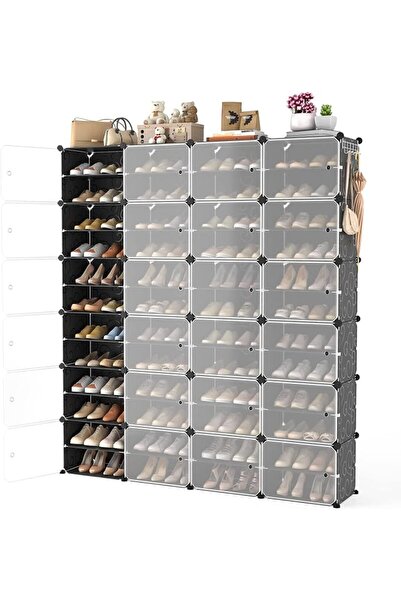 GENERAL Entryway Modern Shoe Storage Rack, 48"(W) x 12"(D) x 48"(H), White, M...
