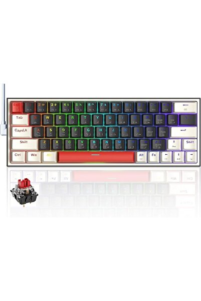 THUNDEROBOT كيبورد ثاندروبوت USB-C موديل K63 قابل للتبديل السريع مع RGB و مضا...