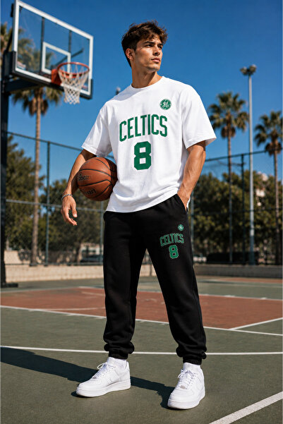JAWÜ STYLE Celtics Printed Oversize Cotton T-Shirt Tracksuit Set
