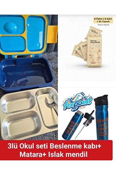 Lider MAGNESİA 750 ml 3-Section Steel Lunch Box + 500 ml Steel Water Bottle +...