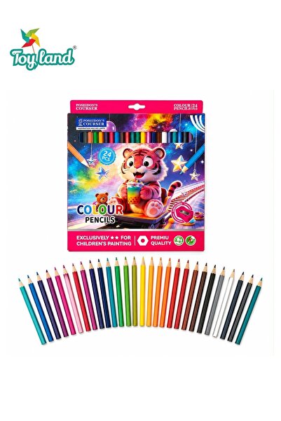 TOY LAND 24-Piece Kids Colouring Pencils Set with Sharpener, Assorted Colour ...