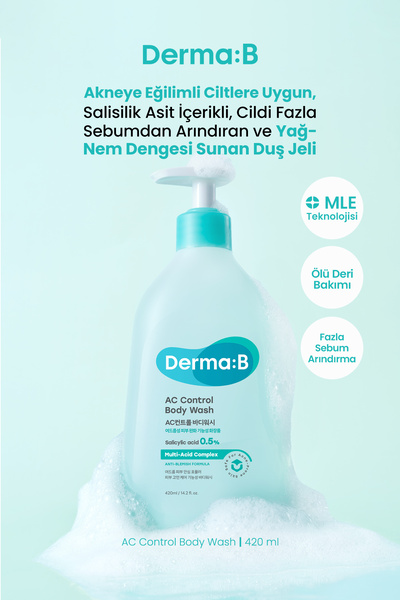Derma B Akneye Eğilimli Ciltlere, Arındırıcı, Yağ-Nem Dengesi Sunan Duş Jeli ...