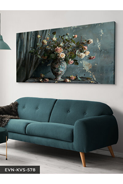 Evinemoda Dried Roses in a Vase One Piece Canvas - Canvas Painting