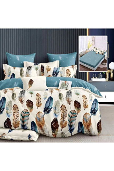 TextiLici Lenjerie de pat, 6 piese, Cozy bed, cearceaf de pat cu elastic univ...
