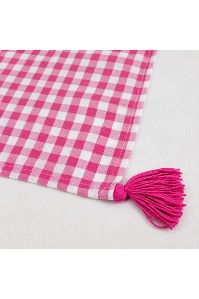 Attolya Runner Tablecloth Alternative Runner Fringed Checkered Runner Pink Runner Fuchsia Runner